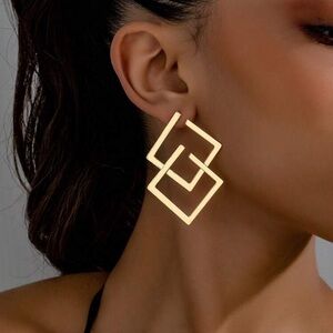 Gold Triangle Earrings, Geometric Earrings